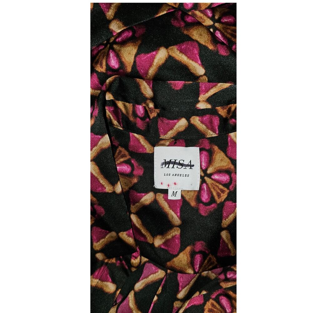 New Anthropologie x MISA Long-Sleeve Geo Wrap Dress $435 MEDIUM Midi Black - Picture 7 of 7